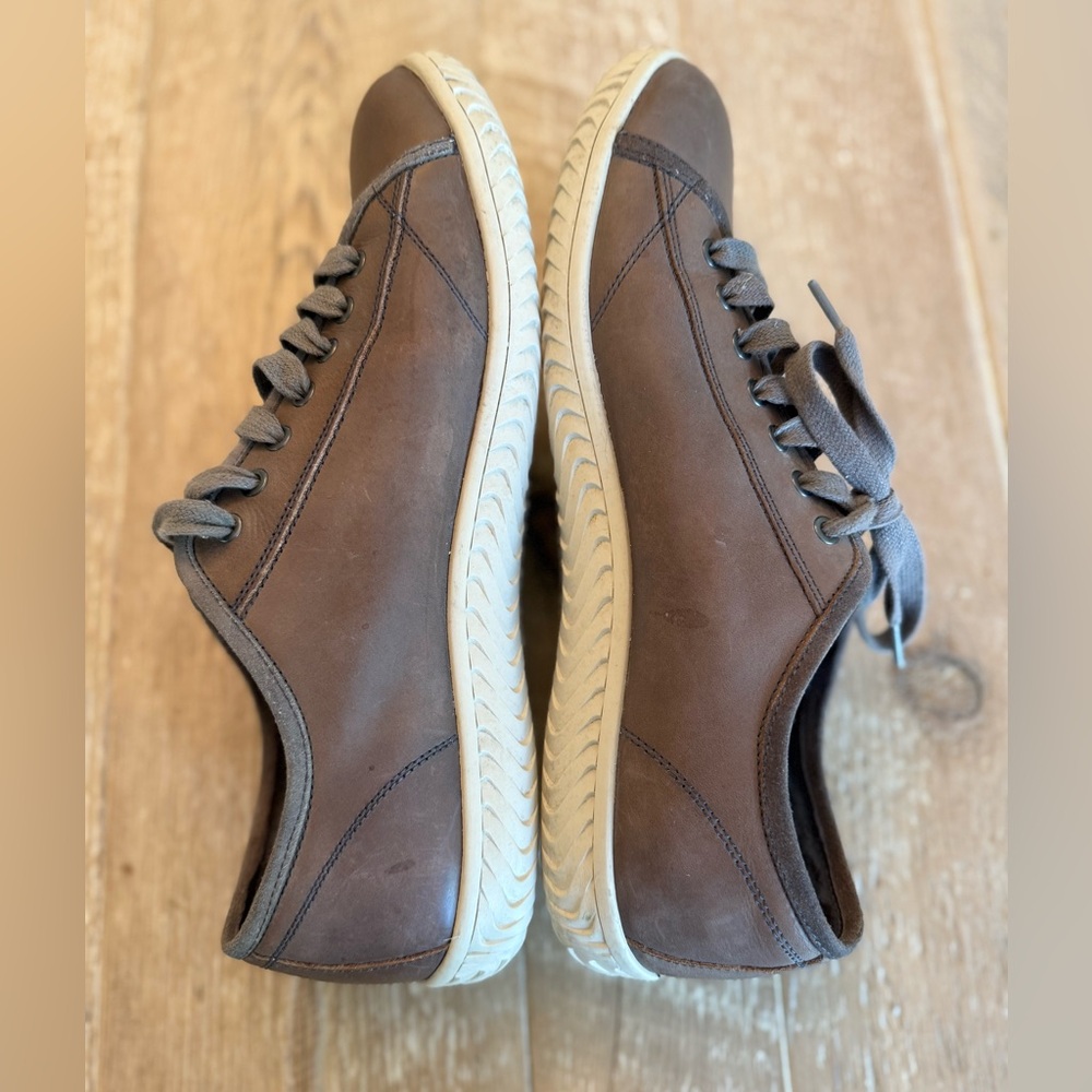 John Varvatos Brown Gray Leather Lace-Up Sneakers 10.5 - Picture 5 of 9